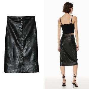 Aritzia Wilfred Black Vegan Faux Leather Manor Pencil Skirt 0